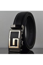 Men G Latter Business Automatic Buckle Leather Wide Belt,Work/ Casual