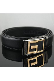 Men G Latter Business Automatic Buckle Leather Wide Belt,Work/ Casual