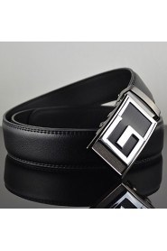 Men G Latter Business Automatic Buckle Leather Wide Belt,Work/ Casual