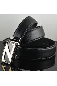 Men Z Icon Business Automatic Buckle Genuine Leather Wide Belt,Work/ Casual