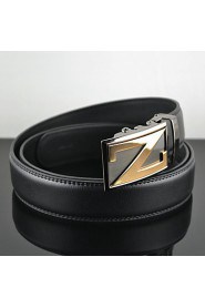 Men Z Icon Business Automatic Buckle Genuine Leather Wide Belt,Work/ Casual