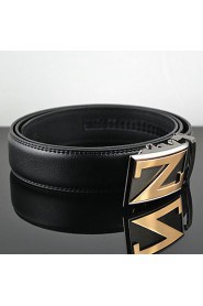 Men Z Icon Business Automatic Buckle Genuine Leather Wide Belt,Work/ Casual