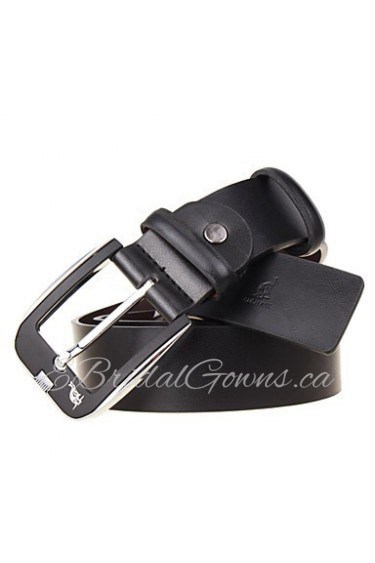 Men's Strap Casual Cowhide Pin Simple Fashion Business Leather Belt Black