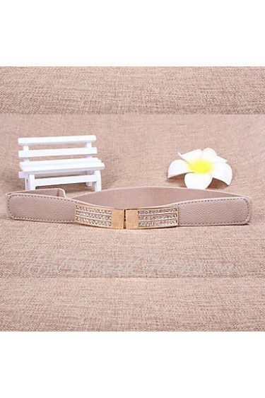 Women Leather Diamond-Studded Wide Belt,Vintage/ Cute/ Party/ Casual Alloy