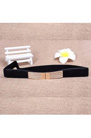 Women Leather Diamond-Studded Wide Belt,Vintage/ Cute/ Party/ Casual Alloy