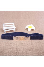 Women Leather Diamond-Studded Wide Belt,Vintage/ Cute/ Party/ Casual Alloy