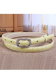 Women Leather Rolled Chino Skinny Belt,Cute/ Party/ Casual Alloy