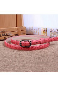 Women Leather Rolled Chino Skinny Belt,Cute/ Party/ Casual Alloy