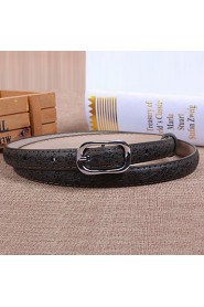 Women Leather Rolled Chino Skinny Belt,Cute/ Party/ Casual Alloy