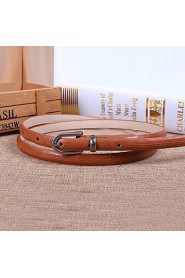 Women Leather Fashion Skinny Belt,Vintage/ Cute/ Party/ Casual Black Alloy