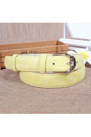 Women Leather Solid Simple Wide Belt,Vintage/ Cute/ Party/ Casual Alloy