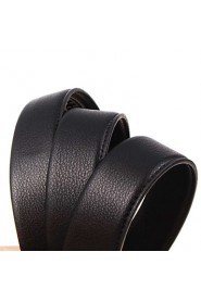 Men's Cowhide Belt Business Automatic Buckle Belt Black