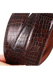 A4002 Men's Belts Cowskin Faux Crocodile Pattern Youth Leisure Business Automatic Buckle Belts Coffee