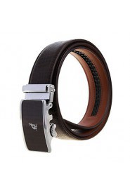 A4002 Men's Belts Cowskin Faux Crocodile Pattern Youth Leisure Business Automatic Buckle Belts Coffee