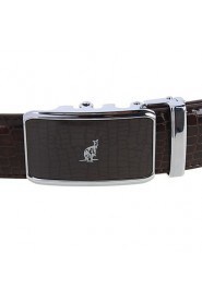 A4002 Men's Belts Cowskin Faux Crocodile Pattern Youth Leisure Business Automatic Buckle Belts Coffee