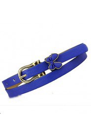 Women Leather Bow Skinny Belt,Vintage/ Cute/ Party/ Casual Alloy