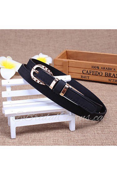 Women Leather Solid Skinny Belt,Vintage/ Cute/ Party/ Casual Alloy