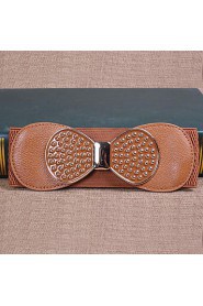 Women Leather Bow Wide Belt,Vintage/ Cute/ Party/ Casual Alloy