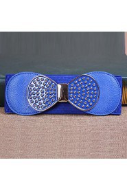 Women Leather Bow Wide Belt,Vintage/ Cute/ Party/ Casual Alloy