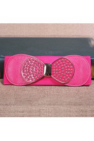 Women Leather Bow Wide Belt,Vintage/ Cute/ Party/ Casual Alloy