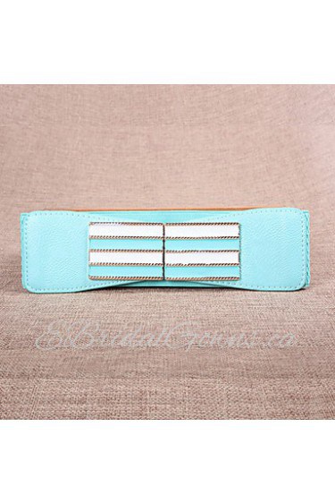 Women Leather Striped Wide Belt,Vintage/ Cute/ Party/ Casual Alloy