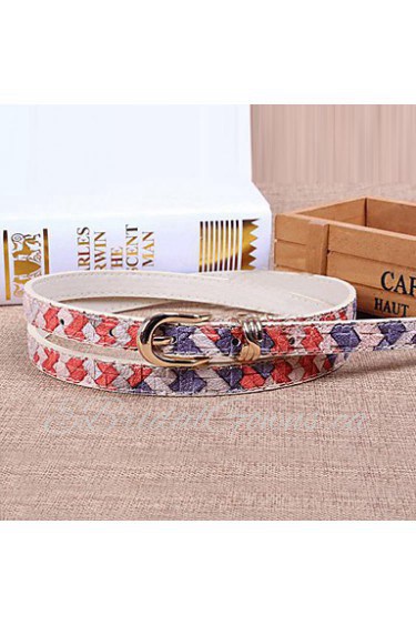 Women Leather Fresh Skinny Belt,Vintage/ Cute/ Party/ Casual Alloy