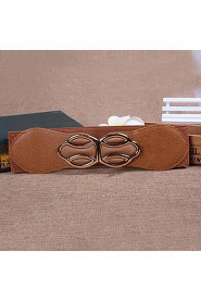 Women Leather Simple Wide Belt,Vintage/ Cute/ Party/ Casual Alloy