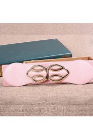 Women Leather Simple Wide Belt,Vintage/ Cute/ Party/ Casual Alloy