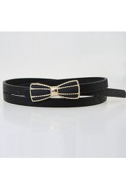 Women Leather Bow Simple Skinny Belt,Vintage/ Cute/ Party/ Casual Alloy