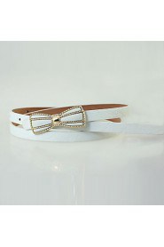 Women Leather Bow Simple Skinny Belt,Vintage/ Cute/ Party/ Casual Alloy