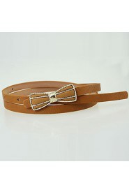 Women Leather Bow Simple Skinny Belt,Vintage/ Cute/ Party/ Casual Alloy