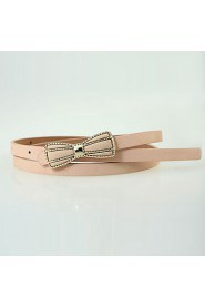 Women Leather Bow Simple Skinny Belt,Vintage/ Cute/ Party/ Casual Alloy