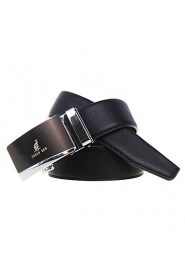 Men's Cowhide Belt Business Automatic Buckle Belt Black