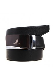 Men's Cowhide Belt Business Automatic Buckle Belt Black