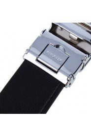 Men's Cowhide Belt Business Automatic Buckle Belt Black