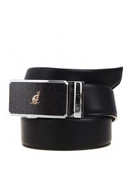 Men's Cowhide Belt Business Automatic Buckle Belt Black