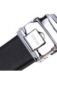 Men's Cowhide Belt Business Automatic Buckle Belt Black