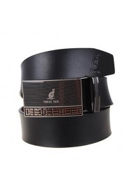 Men's Cowhide Belts Automatic Buckle High Grade Soft Leather Belt Black