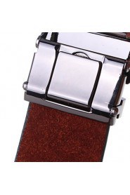 Men's Cowhide Belts Automatic Buckle High Grade Soft Leather Belt Black