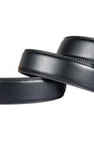 Mens Black Ratchet Belt Fashion Business Casual Style Genuine Leather No Buckle 3.5cm Width