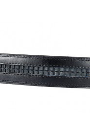 Mens Black Ratchet Belt Fashion Business Casual Style Genuine Leather No Buckle 3.5cm Width