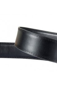 Mens Black Ratchet Belt Fashion Business Casual Style Genuine Leather No Buckle 3.5cm Width