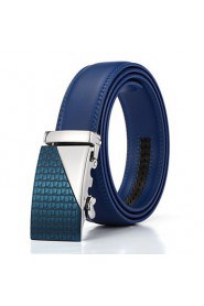 Men's Fashion Genuine Leather Ratchet Belt Business Blue Belts