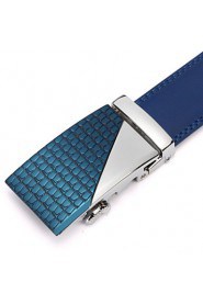 Men's Fashion Genuine Leather Ratchet Belt Business Blue Belts