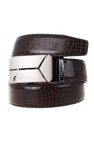 Men's Belts Cowskin Faux Crocodile Pattern Youth Leisure Business Automatic Buckle Belts Coffee