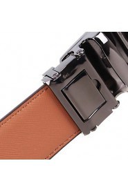 Men's Belts Cowskin Faux Crocodile Pattern Youth Leisure Business Automatic Buckle Belts Coffee