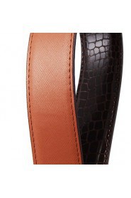 Men's Belts Cowskin Faux Crocodile Pattern Youth Leisure Business Automatic Buckle Belts Coffee