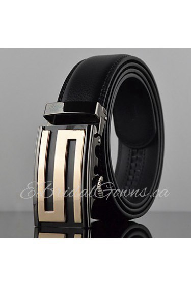 Men S Icon Business Automatic Buckle Genuine Leather Wide Belt,Work/ Casual