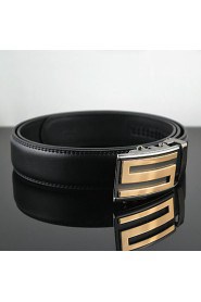 Men S Icon Business Automatic Buckle Genuine Leather Wide Belt,Work/ Casual