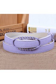 Women Leather Diamond-Studded Skinny Belt,Cute/ Party/ Casual Alloy